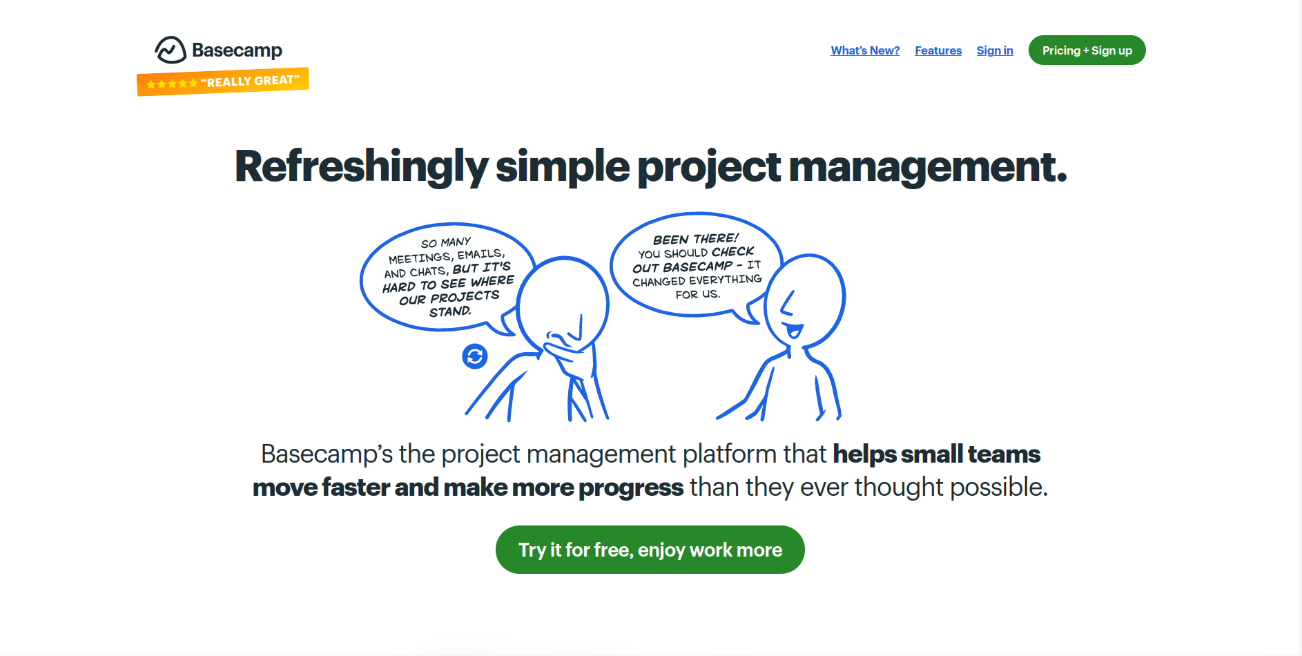 Basecamp above the fold, desktop
